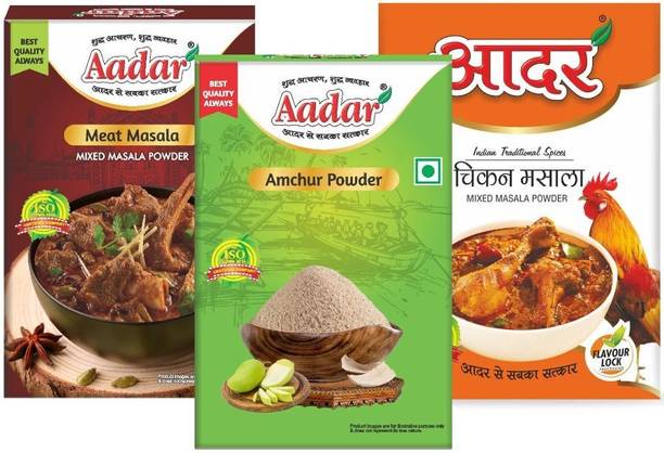 AADAR Chatpata Meat Masala Combo, Chicken Masala 100gm + Amchur Powder-