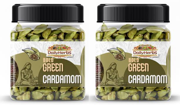 DAILYHERBS Cardamom Green Whole | Grade - Bold Size - 8mm | Pack of 2