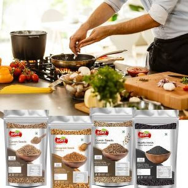 BOKF Methi, Jeera, Ajwain & Kalonji Seeds Combo Pack 50g Each | Whole Spices