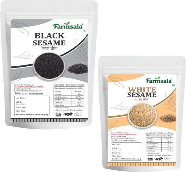farmsala White + Black Sesame Combo | Natural Til & Kala Til | Rich in Calcium