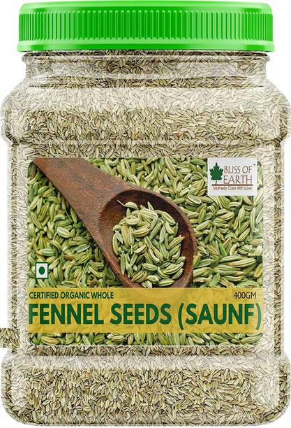 Bliss of Earth 400GM Certified Organic Fennel Seed Saunf Whole Spice