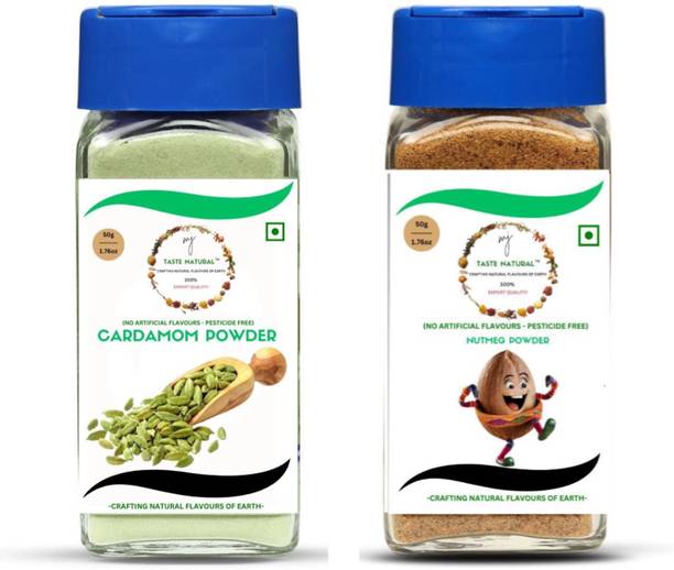 MJTASTENATURAL Cardamom elaichi powder nutmeg jaiphal powder organic combo pack