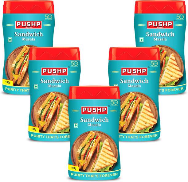 Pushp Brand Sandwich Masala Sprinkler Jar 100gm (Pack of 5)
