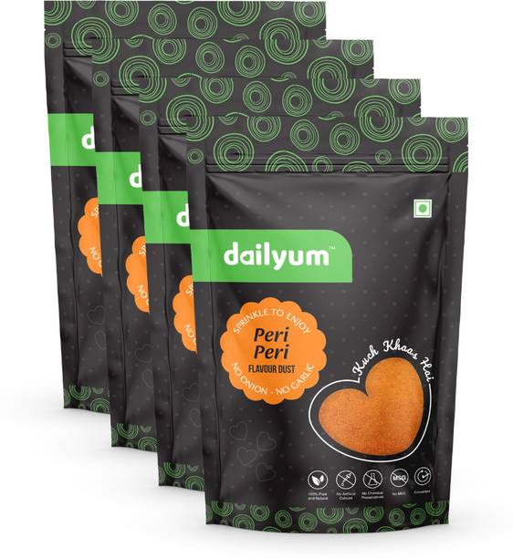 dailyum Peri Peri Flavour Dust| No Onion Garlic| For Popcorn,Sauces,Dips| Jain Pack of 4