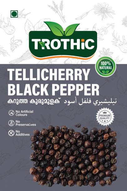 Trothic Premium Tellicherry Black Pepper Kali Mirch | Superior Grade Wayanad Peppercorns