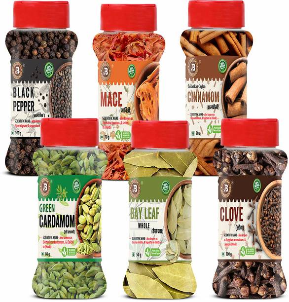 ब्रू लैब Pepper-100g + Mace-70g + Cinnamom-50g + Elaichi-80g + BayLeaf-50g + Clove-100g