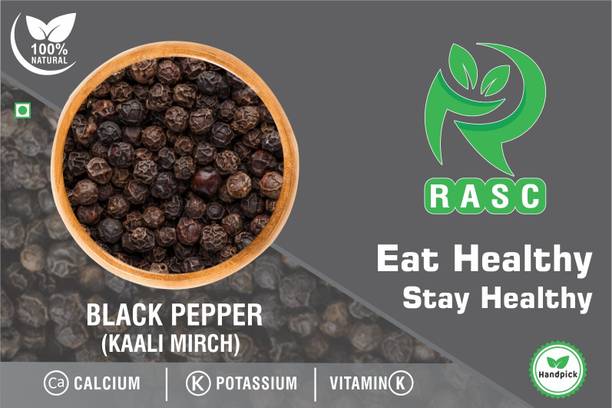 आरएएससी Organic Black Peppercorn I Kali Mirch Whole Black Pepper Indian Spices 200 gm