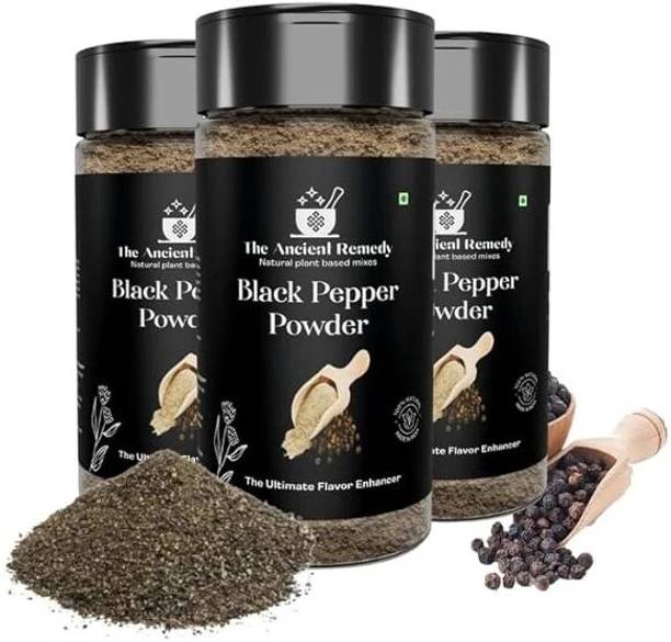 THE ANCIENT REMEDY Black Pepper Powder | 100% Pure & Aromatic Freshly Ground | (Pack of 3)