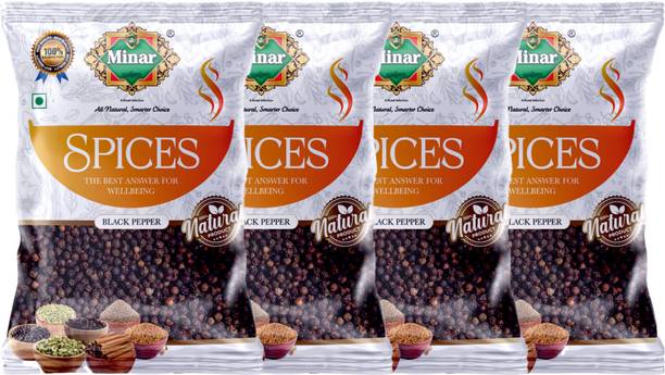 Minar 400g Black Pepper (Kali Mirchi) Whole| Spices & Masala (50g x 4 )