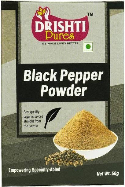 DRISHTI PURES Black Pepper Powder 50g | Freshly Ground Kali Mirch | Enhances Flavor of Indian