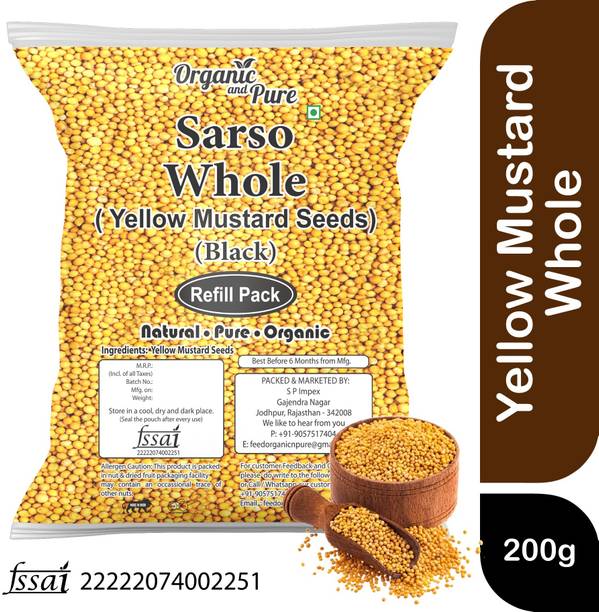 Organic and Pure Yellow Mustard Seeds Whole Mustard Seeds Yellow Pili Sarson Refill