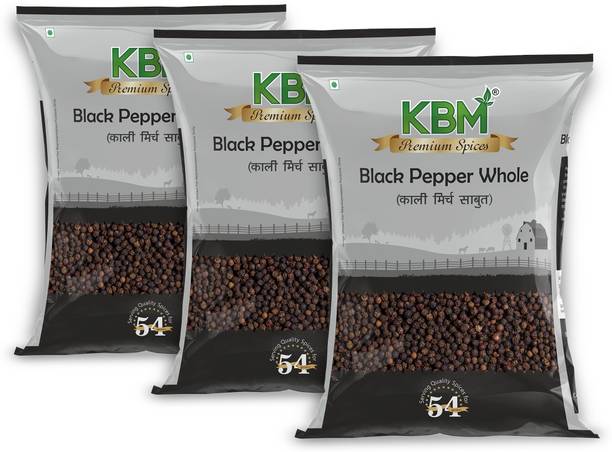 KBM Premium Organic Gluten Free Whole Black Pepper Naturally Processed-Khada Masala
