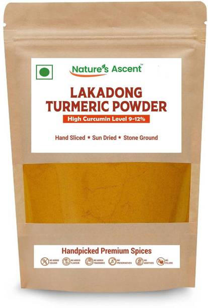 Nature's Ascent Lakadong Turmeric Powder - High Curcumin (9-12%) | Strong Aroma & Bright Color