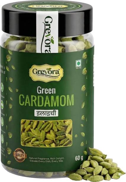 Grevora Premium Green Cardamom (Elaichi) | Bold Size (8+ mm) | Fresh Handpicked Quality