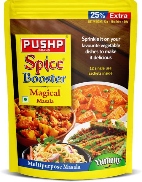 Pushp Brand Spice Booster Standee | 12 Sachets | Instant Flavor Enhancer for All Dishes