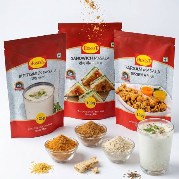 HONEST Snack Combo Pack of 4 - Farsan Masala , Sandwich Masala , Buttermilk Masala