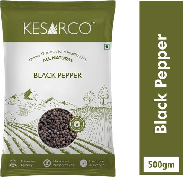 KESARCO Black Pepper Whole 500g | Premium Quality Whole Spice | Natural Kali Mirch