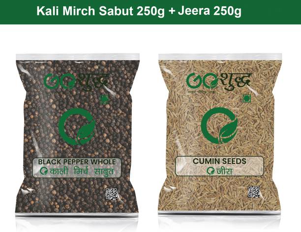 Goshudh Jeera 250gm & Kali Mirch Sabut 250gm Combo Pack 500g