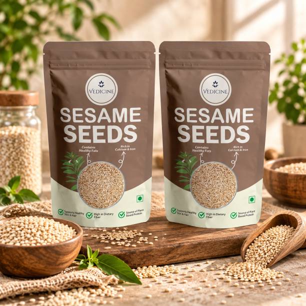VEDICINE Premium Quality White Sesame Seeds SAFED TIL -300g White Sesame Seeds