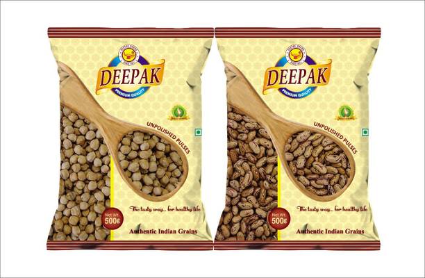 DEEPAK Rajma Chitra-1kg, Kabuli Chana Doller-1kg (Pack Of 2)