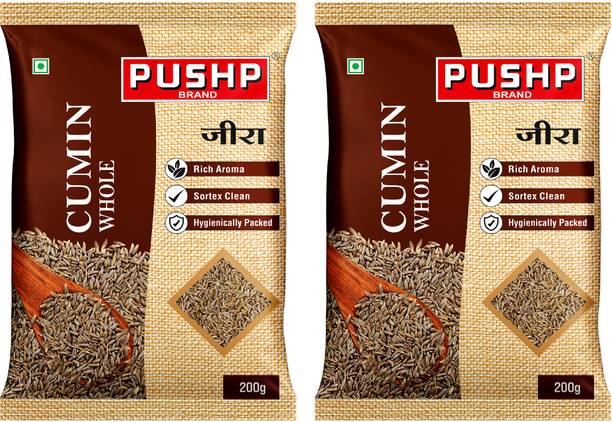 Pushp Brand Whole Jeera | Premium Cumin Seeds for Cooking & Tadka | 200g Pouch