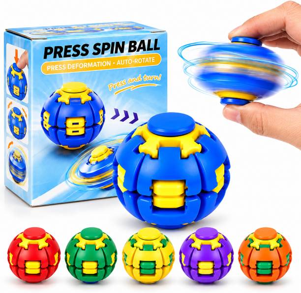 HEYKAM Press To Spin Fidget Ball, Rotating Spinner Toy, Interactive Fidget Toy