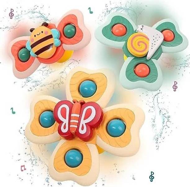 CrazyBuy Baby Products Bath Toys 3 PCS Suction Cup Spinner Toy for Baby Toddlers