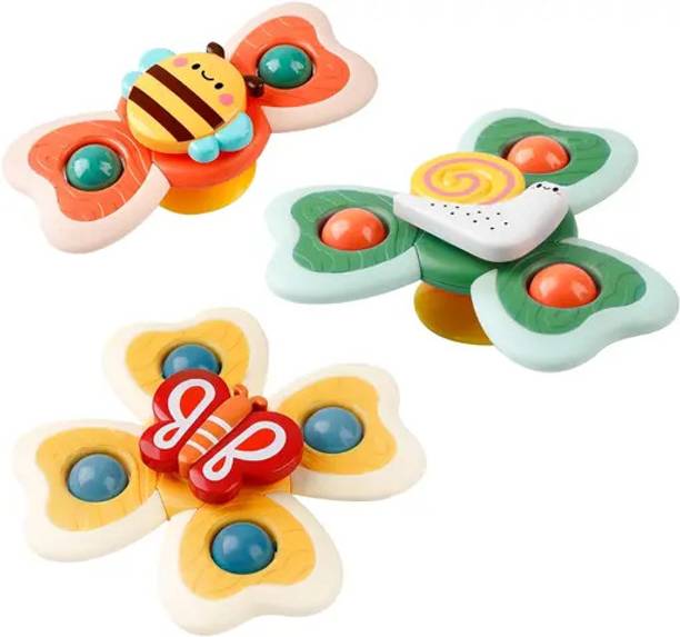 N2J2 SHOP 3 Pcs Silicone Suction Cup Base Spinning Toy Sensory Fidget Baby Spinning