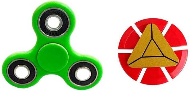 PREMSONS Metal Dual Fidget Spinner, Metallic Rainbow with Dual Color Unique Fidget Hand Spinner, Green/Black