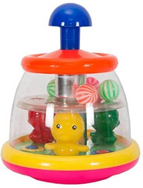 3 Jokers Push and Spin Toy for Kids Mini Popper Toy for Infant/Toddlers, Multicolor Rattle