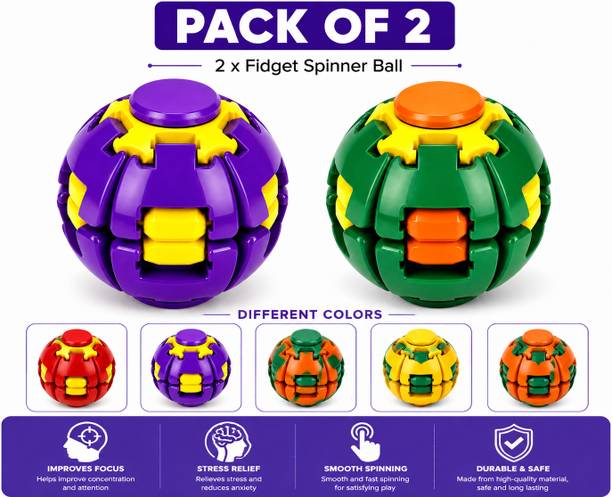 MY BABY LOVE A PERFECT CARE Fidget Spinner Ball Pack of 2, Rotating Stress Relief Toy for Kids & Adults Fun