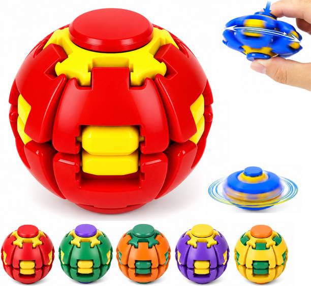 Learn With Fun Push to Spin Transforming Fidget Ball Anxiety Stress Relief Sensory Toy