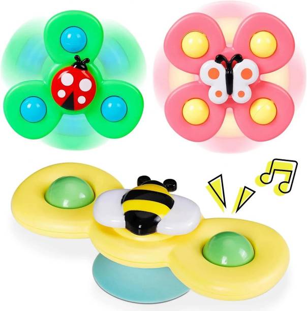 N2J2 SHOP Glass Sucker Suction Cup Spinner Toys with Rotating Spinning Bath Toys For Baby