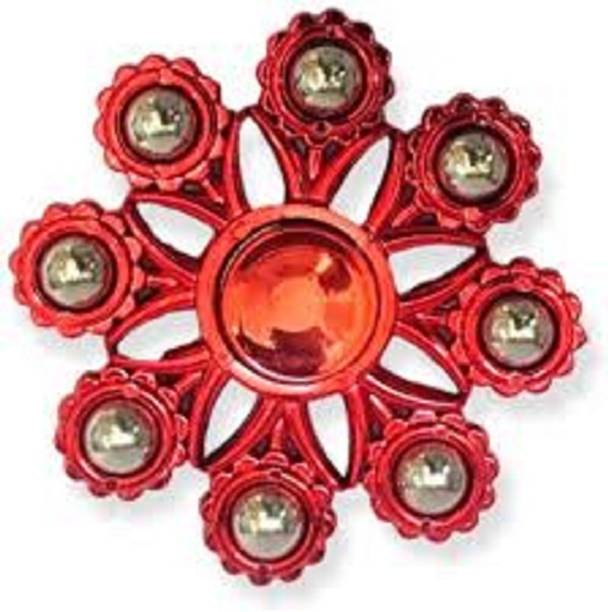 ParshvGroups Metal Spinner, Big Size, Red Flower (Pack of 1)