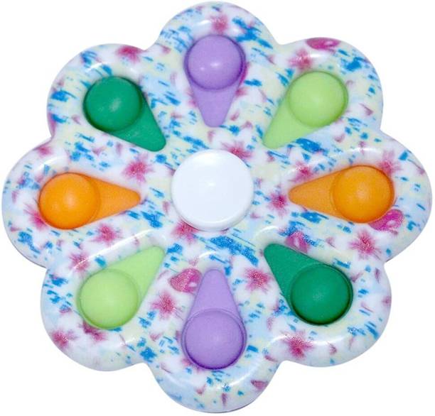 IndusBay Pop It Fidget Spinner Toy for Kids 2 in 1 Fidget Spinner Stress Relief Sensory Fidget Toys for Children Adults Push Pop Bubble Fidget Spinner