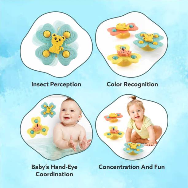 UKAXA Baby Spinner Toy for Suction 3 Pcs Bath Toys for Kids Stick to Car Window Table