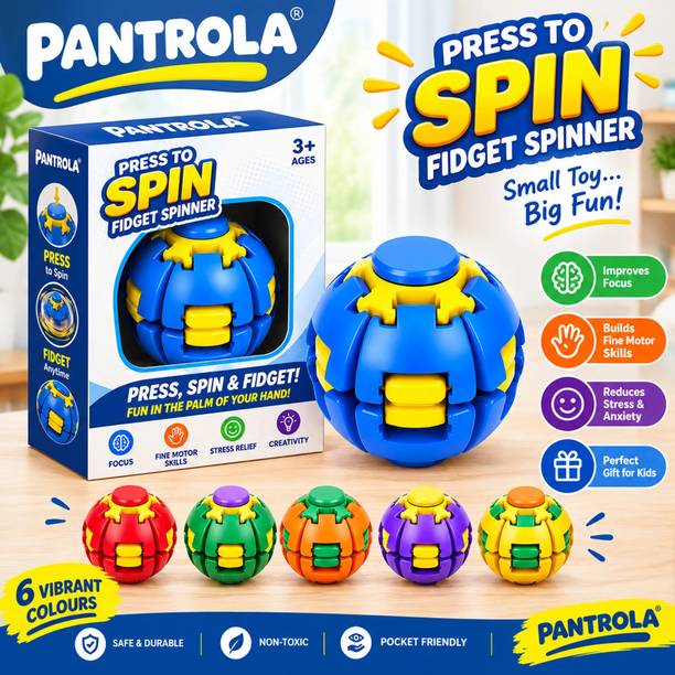 PANTROLA Rotating Fidget Spinner Ball Press & Spin Portable Sensory Desk Toy