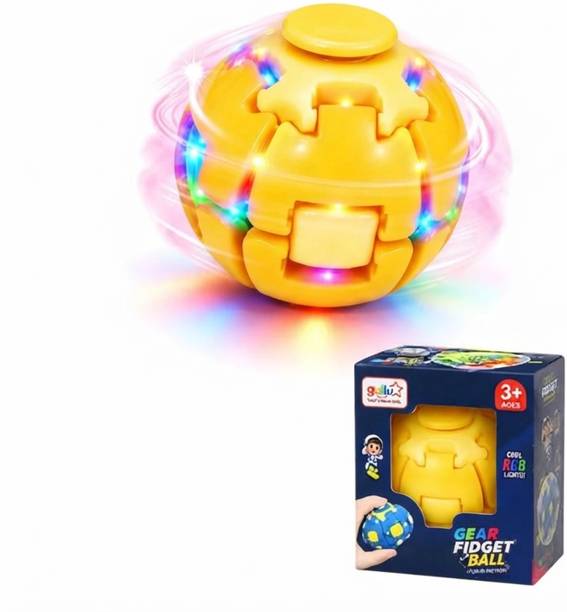 APA Press & Spin Fidget Ball Toy with LED Light – Sensory Stress Relief Spinner