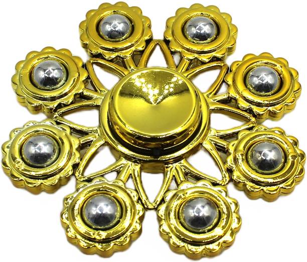 neoinsta shopping Medium size 8 sided metal fidget spinner toy for kids Yellow Color Design-7
