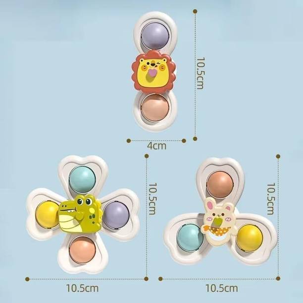 YUJASV 3PCS Suction Cup Animal Shaped Rotating Windmill Bath Spinners toy for kid baby