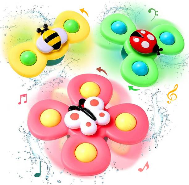 Maanit 3pcs Suction Fidget Spinner Toy for Baby Bath, Water Toys For Toddlers & Kids