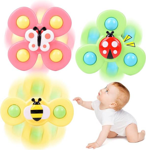 Dwiti Enterprise 3pcs Suction Fidget Spinner Toy for Baby Bath, Water Toys For Toddlers & Kids