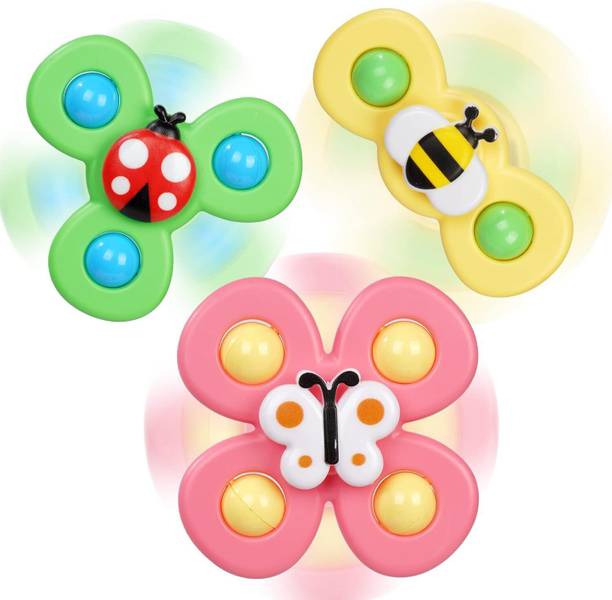 UKAXA 3 Pcs Bath Toys for Kids Spinner Toy for Baby Suction Stick to Car Window Table