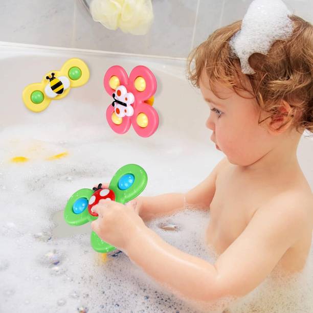 DEUSON ECOM 3 Pcs Suction Bath Spinner Toys for Kids Stick to Car Window Table Toy for Baby