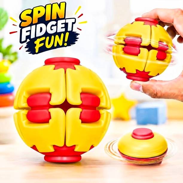 Maanit 360 Fidget 3D Ball Spinner Press to Spin Squishy Stress Relief Toy for Kids