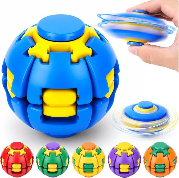 VaayuEStore Press & Spin Fidget Ball Toy, 360° Rotating Stress Relief Toy for Kids & Adults