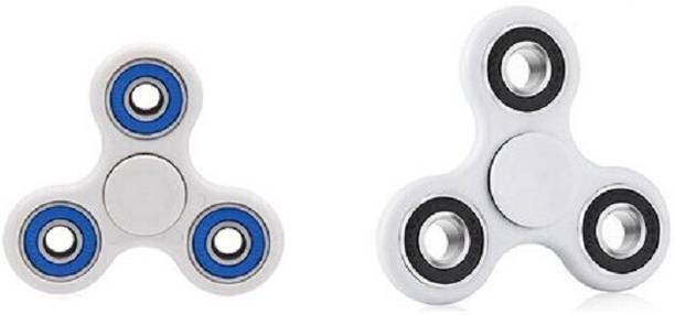 PREMSONS Fidget Spinner 608 Four Bearing Ultra Speed Tri-Spinner Hand Spin Toy, White/Black with Fidget Spinner, White/Blue