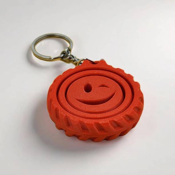 CUBIX3D Happy Spinner Fidget Keychain for Stress Relief & Focus