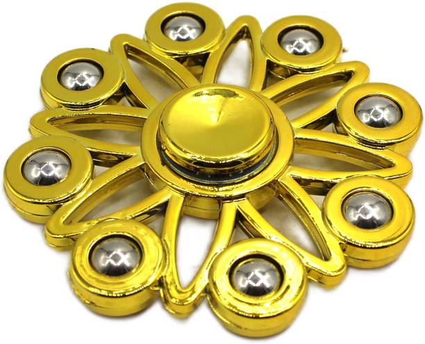 neoinsta shopping Medium size 8 sided metal fidget spinner toy for kids Yellow Color Design-1