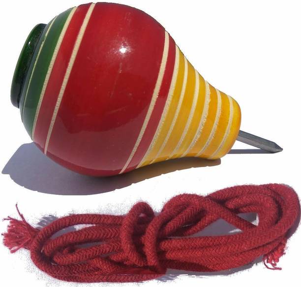 Funwood Games Wooden Spinning Lattoo With Thread